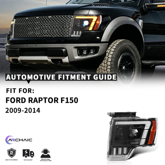 Archaic Full LED Projector Headlights For Ford F-150 2009–2014 | White/Amber DRLs