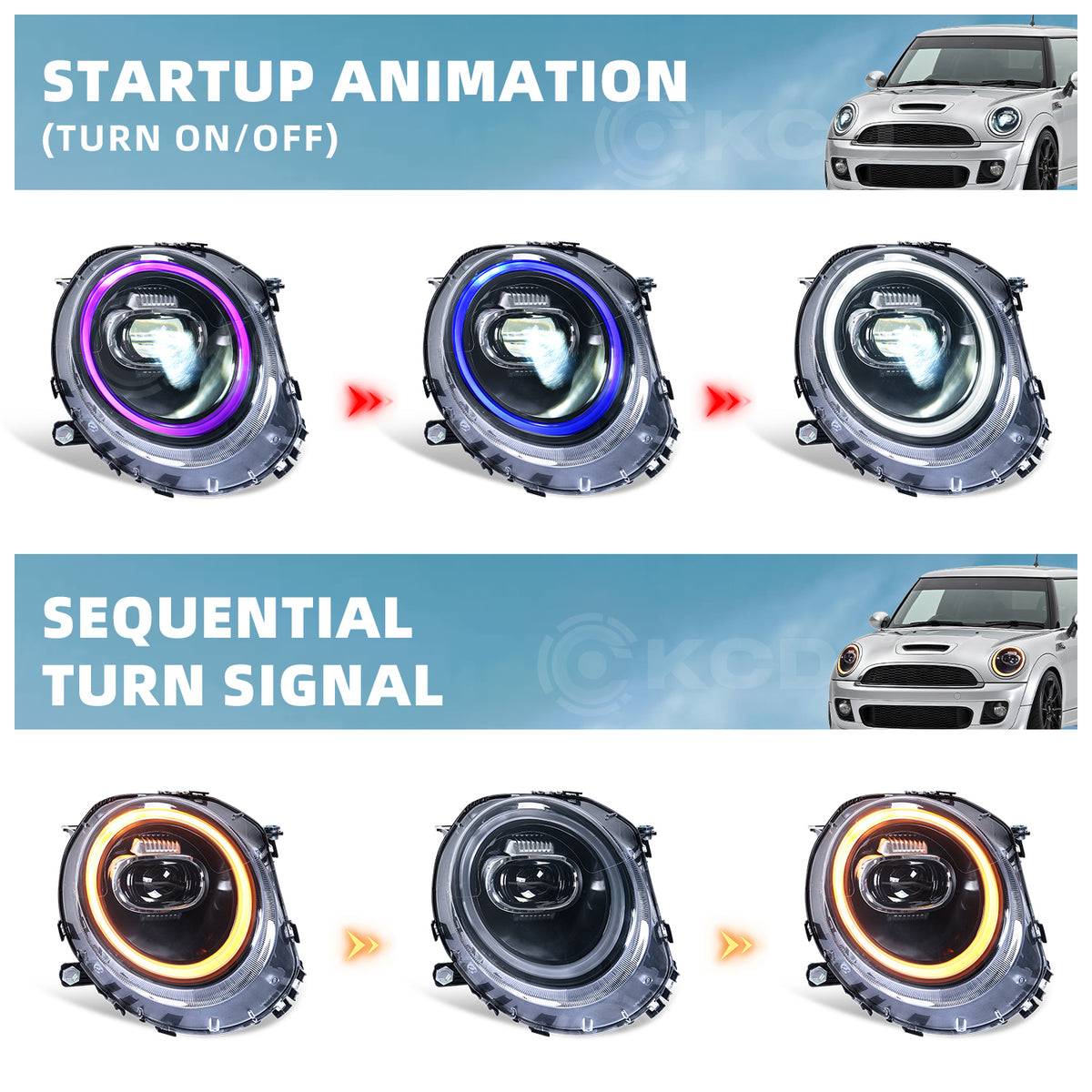Archaic LED Projector Headlights for MINI Cooper R56 R57 R58 R59 2007–2013
