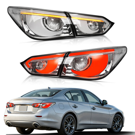 LED Tail Lights for Infiniti Q50 Sedan Skyline V37 2014-2017 | Sequential Turn Signals, Animated Startup, DRL Rear Lamp Assembly by Archaic