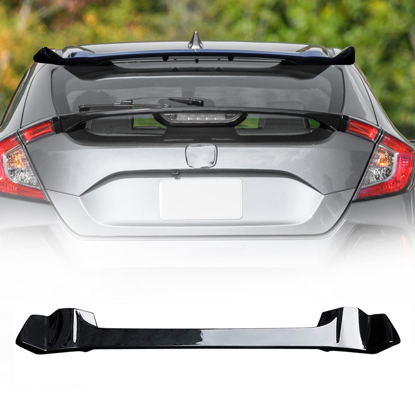 Archaic Rear Roof Spoiler Wing Black Glossy For Honda Civic Hatchback 2016-2021