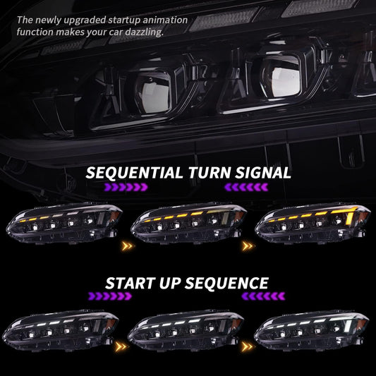 Archaic LED Headlight Assembly For 11th Gen Honda Civic 2022-2025 Startup Animation DRL