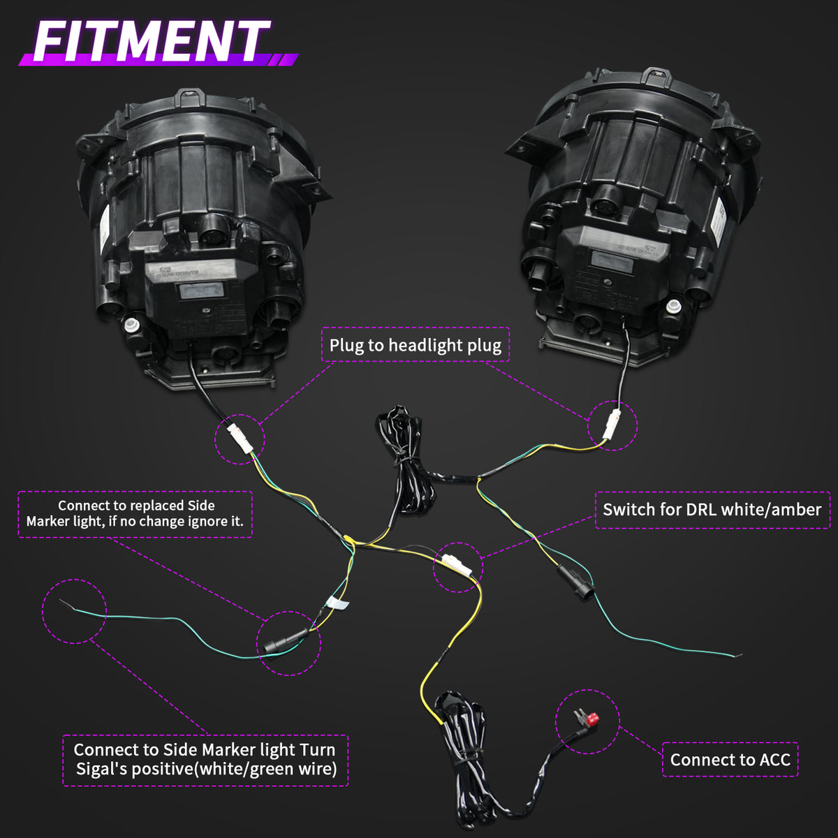 Archaic App-Controlled LED Projector Headlights for Jeep Wrangler JL JLU & Gladiator JT