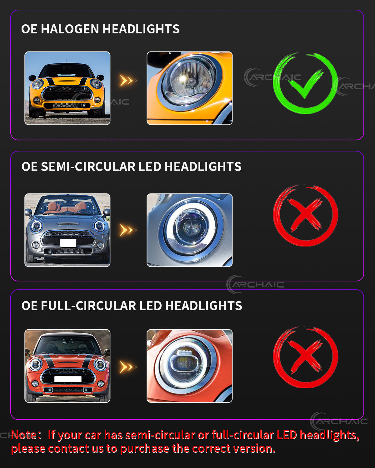 Archaic LED Headlights for MINI Cooper F55 F56 F57 & Clubman F54 2014–2024