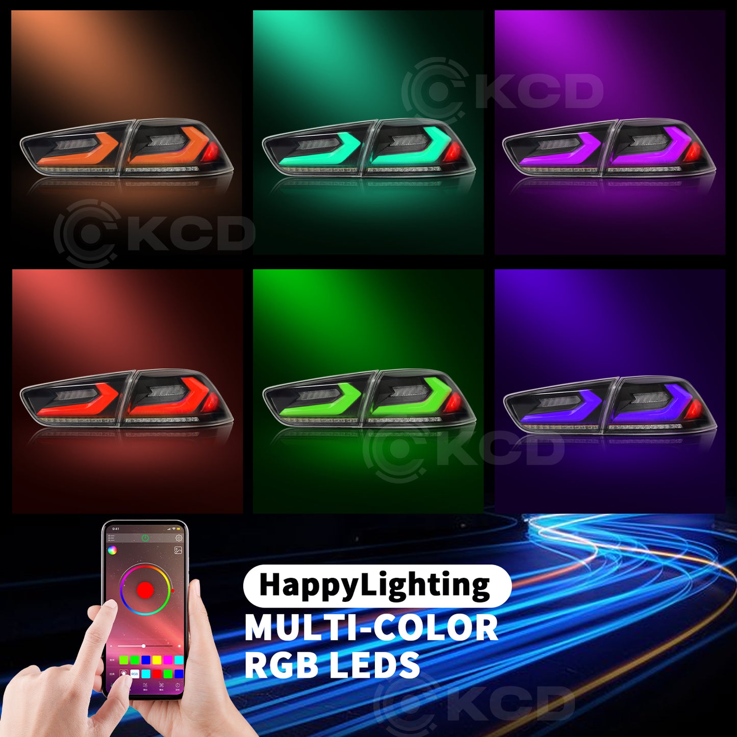LED RGB Tail Lights for Mitsubishi Lancer & EVO X 2008-2020,Corvette Style Design