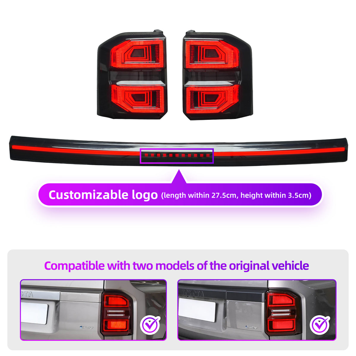 “Personalize signature” Tail Lights for Toyota Land Cruiser Prado LC250 2025–2026 | With Middle Light Bar
