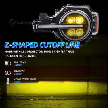 Archaic 4-Lens LED Projector Headlights for Ford Bronco 2021–2026