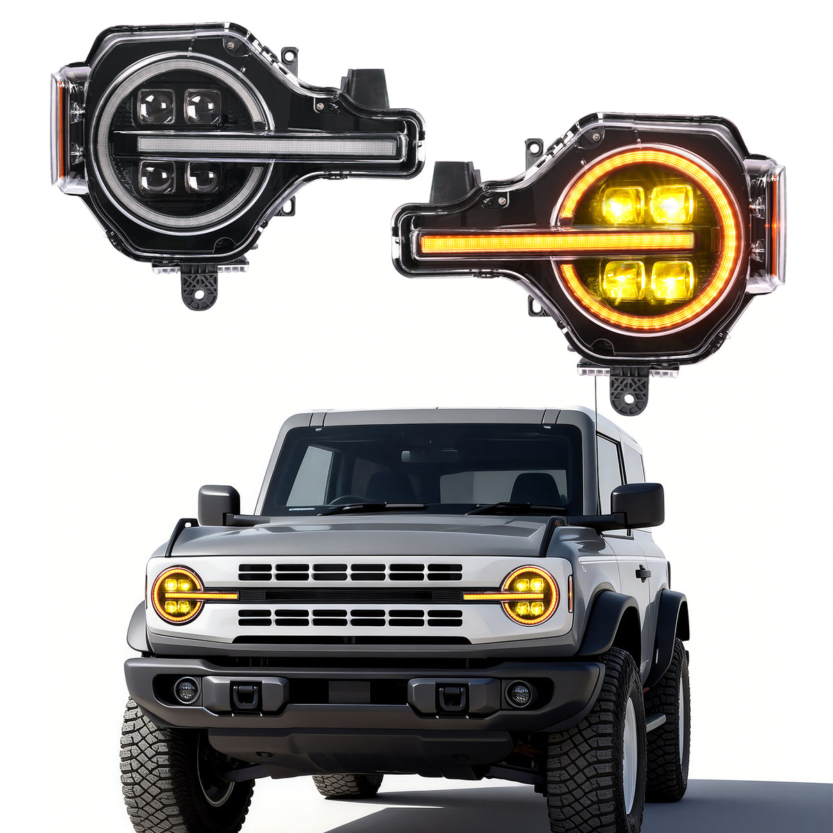 Archaic 4-Lens LED Projector Headlights for Ford Bronco 2021–2026