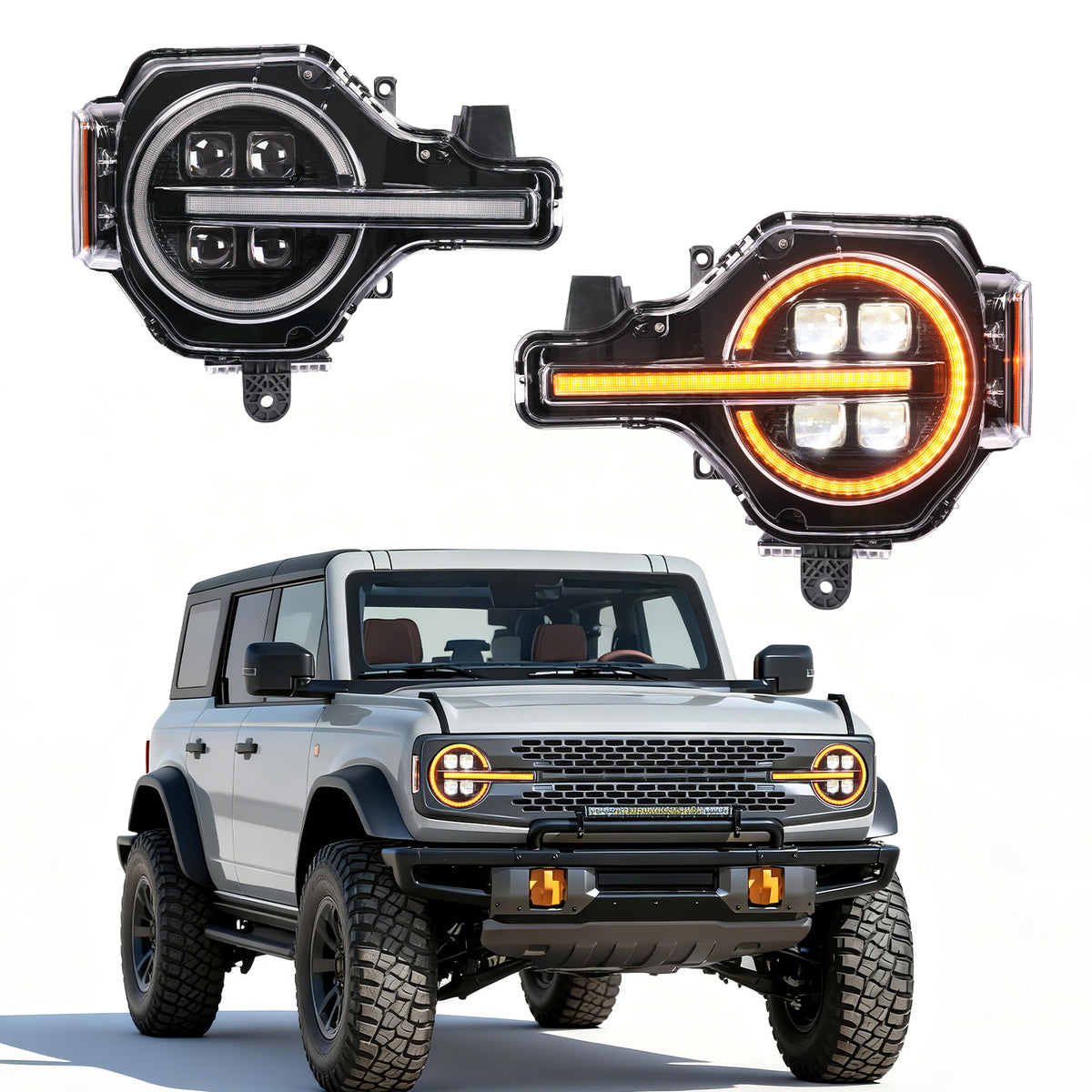 Archaic 4-Lens LED Projector Headlights for Ford Bronco 2021–2026