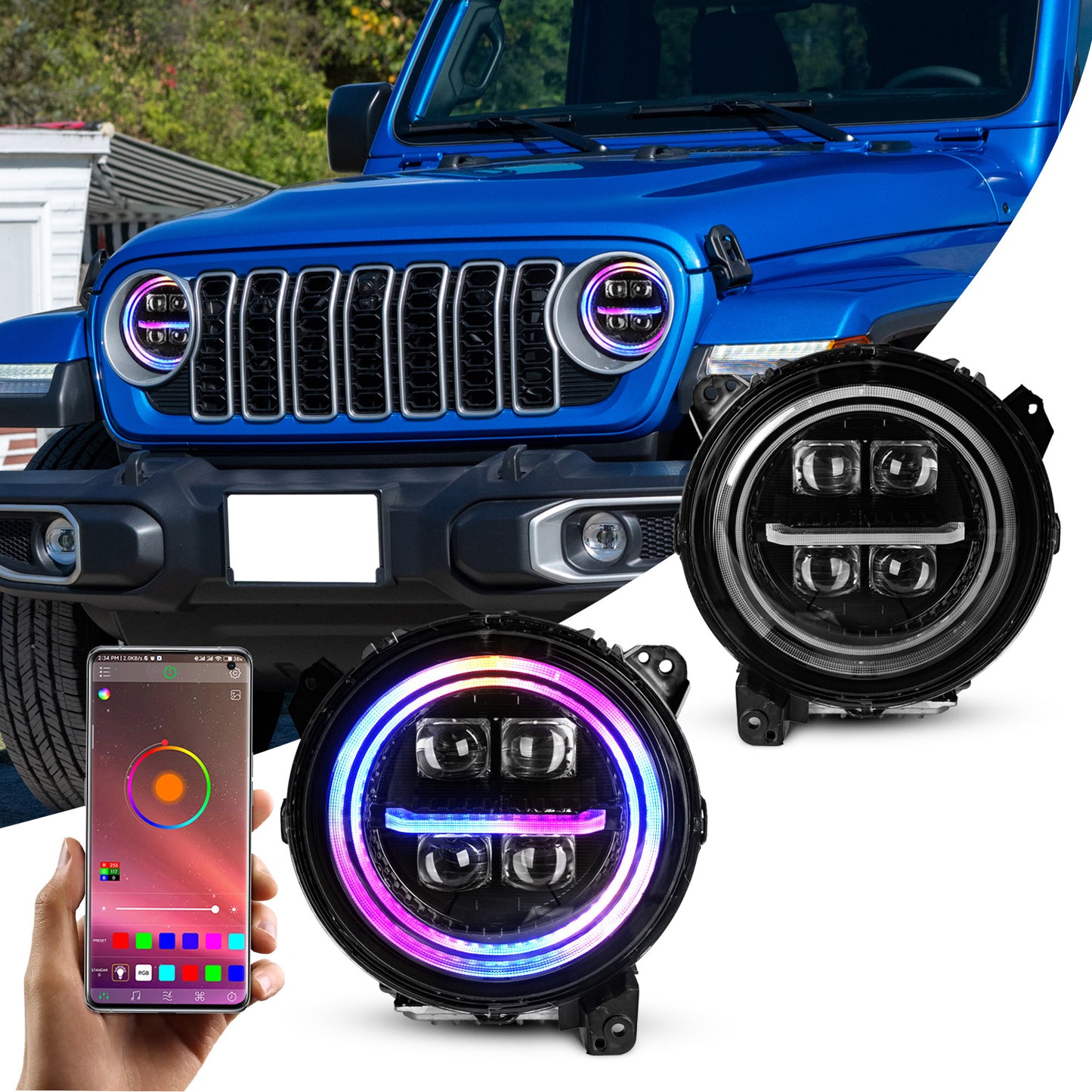 Projector LED Headlights for 2018–2026 Jeep Wrangler JL JLU & 2020–2026 Gladiator JT