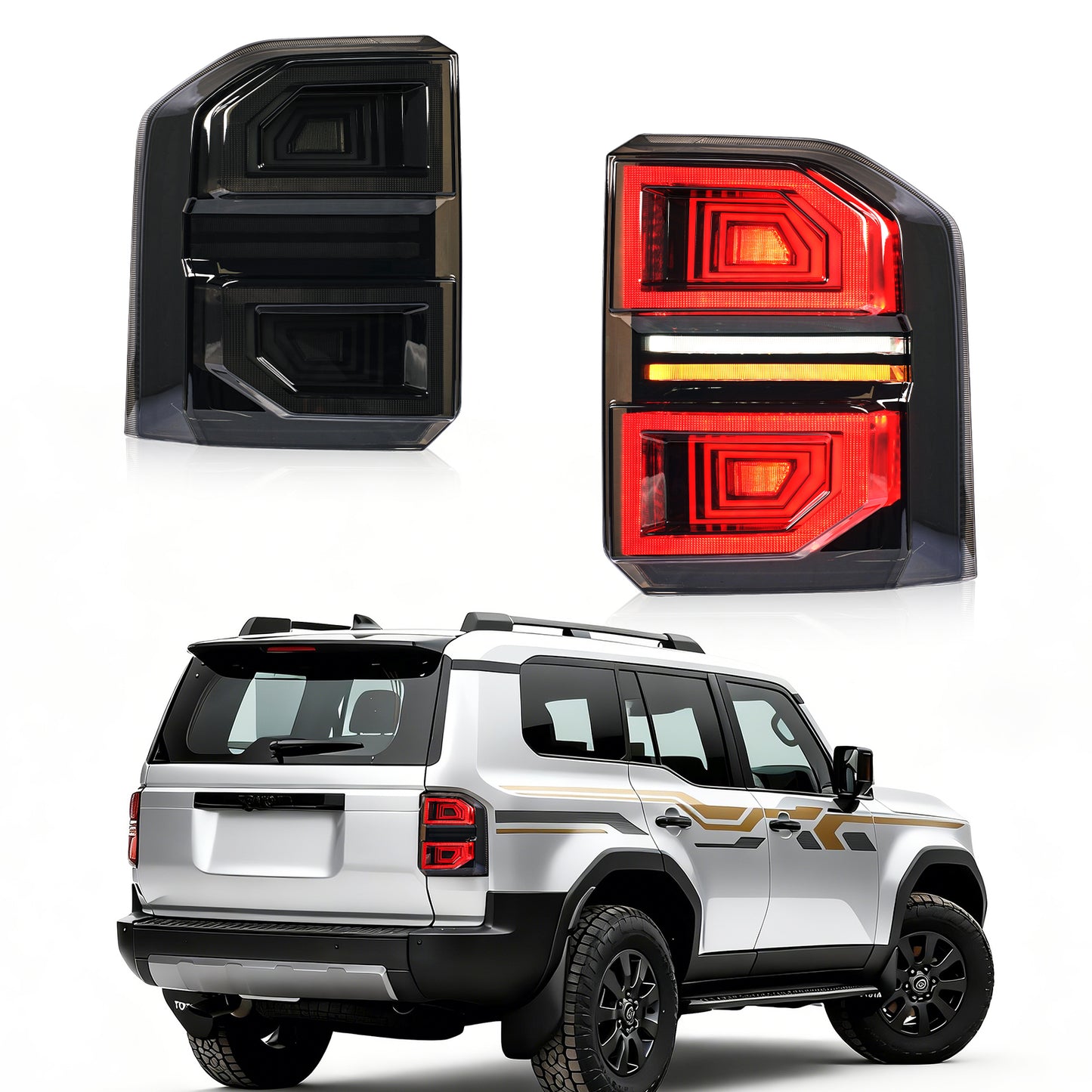 Archaic Smoked LED Tail Lights for Toyota Land Cruiser Prado LC250 2025–Up