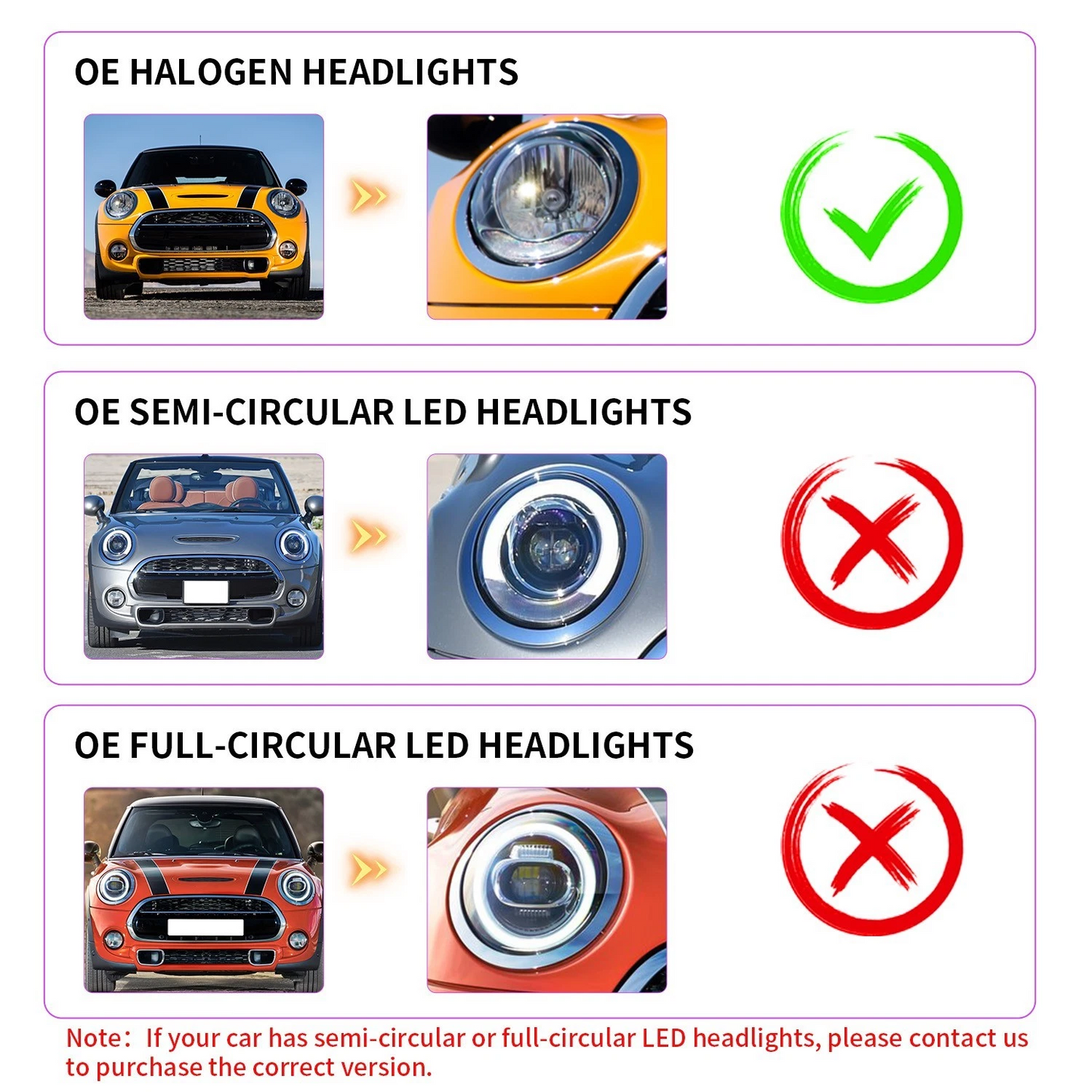 Archaic LED Headlight Assembly For Mini Cooper F56 F55 F57 2014-2024 Clubman F54
