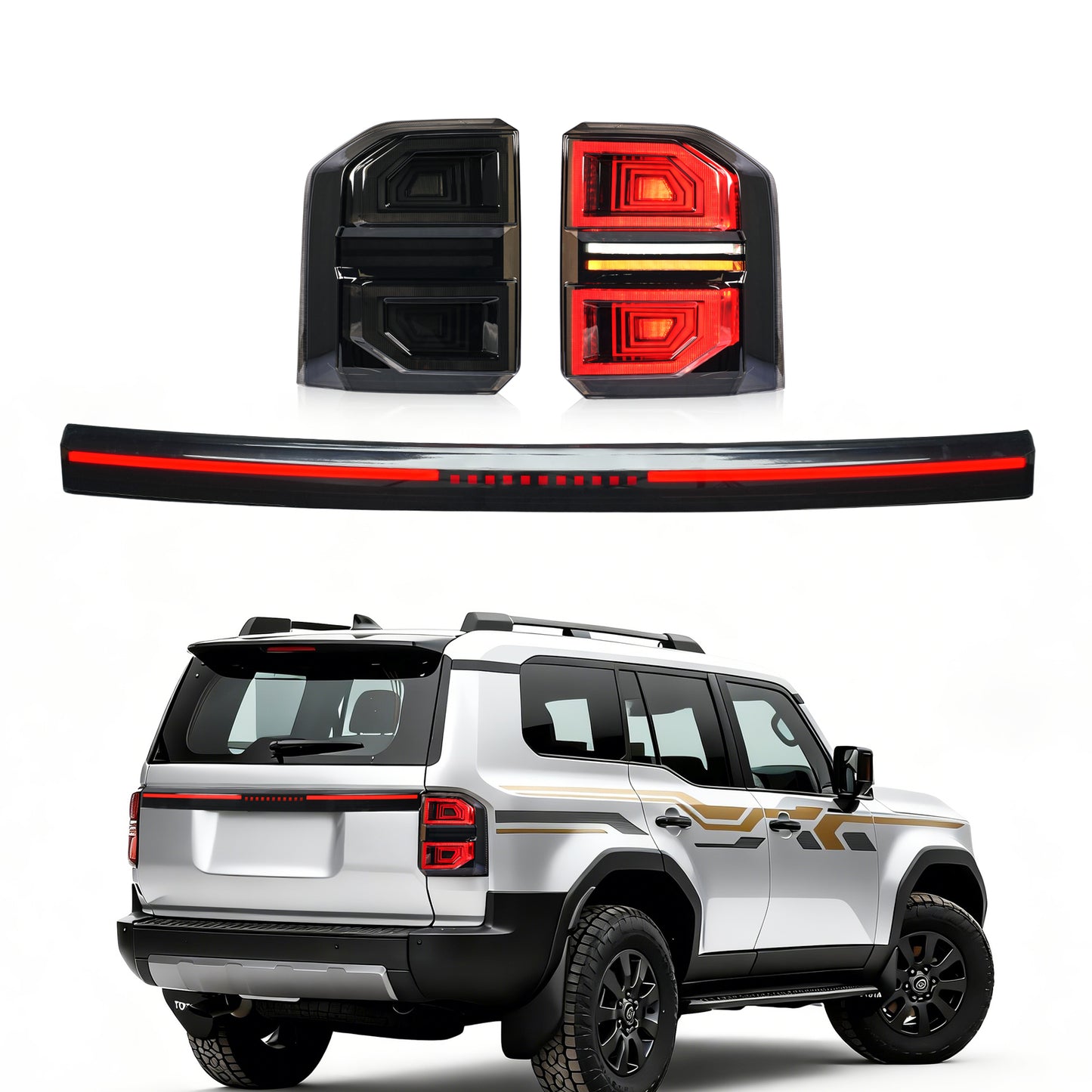 Archaic Smoked LED Tail Lights for Toyota Land Cruiser Prado LC250 2025–Up