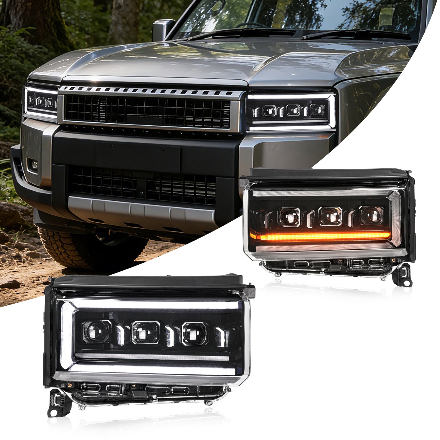 Archaic Flat-Beam RGB Full LED Headlights for Toyota Land Cruiser LC250 2025-up