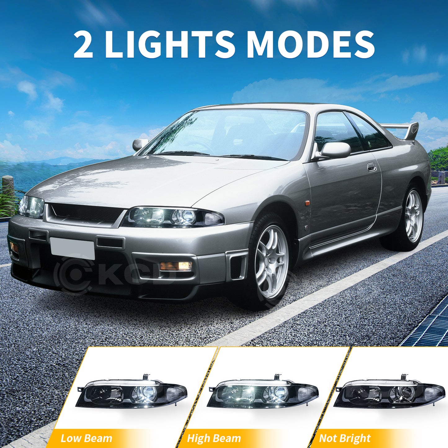 Archaic LED Headlights For Nissan Skyline R33 GTR 1995-1998,w/ Blub