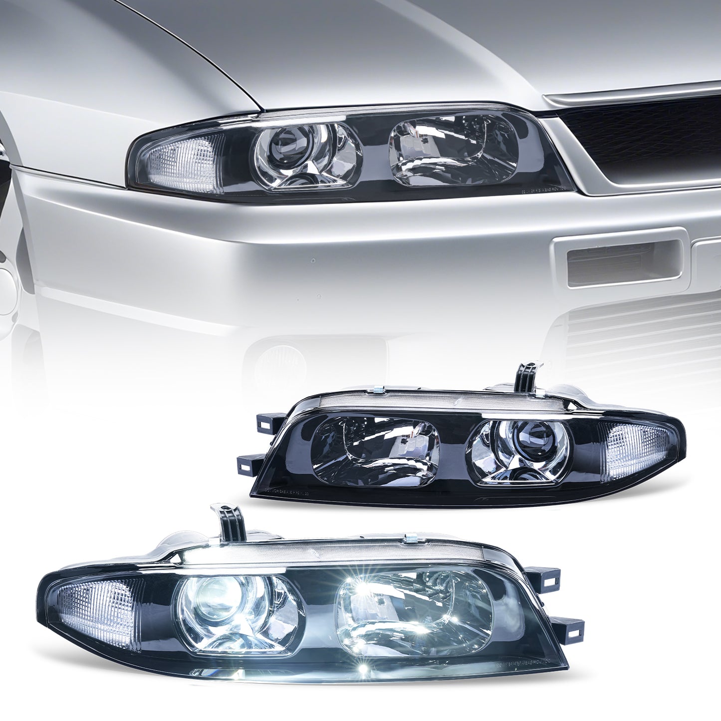 Archaic Headlight Assembly For Nissan Skyline R33 GTS GTST Pre-facelift 1993-1996,w/ Blub