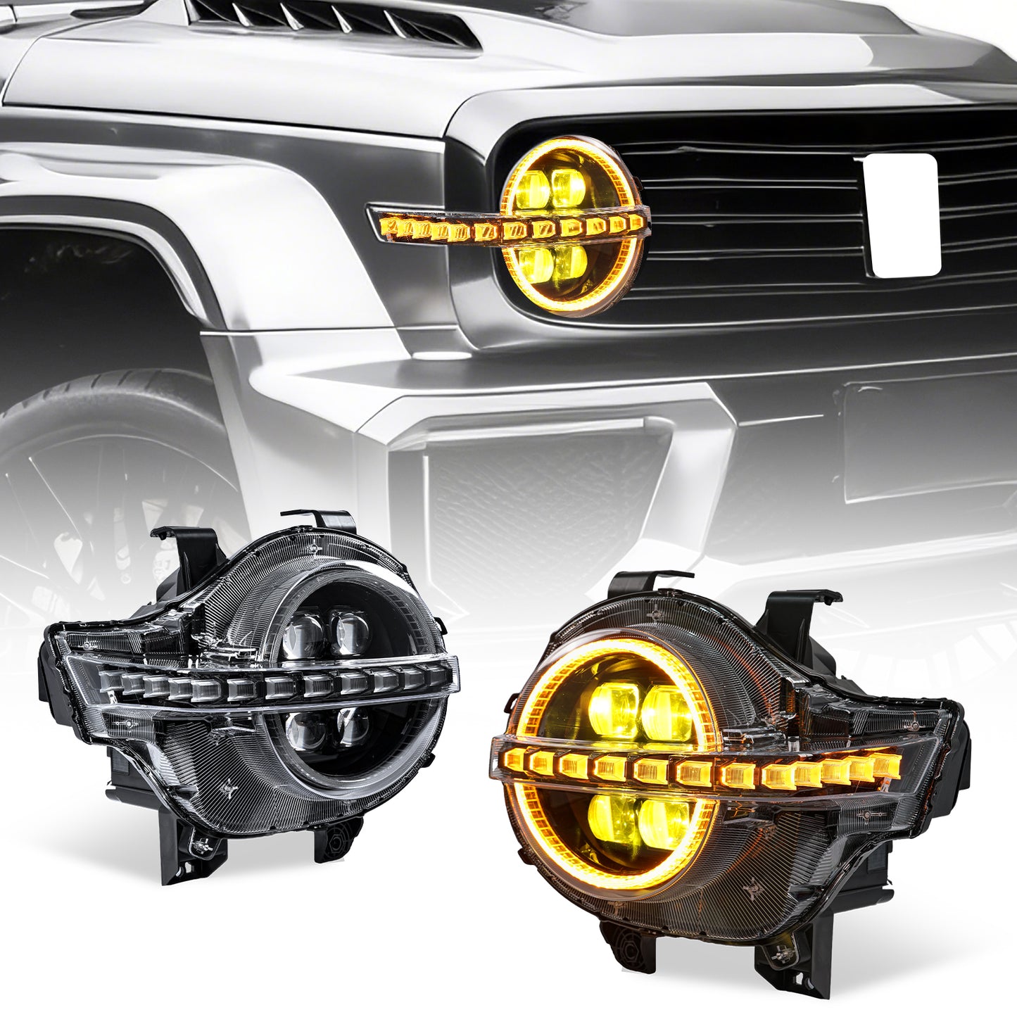 Archaic LED Headlight Assembly For GWM Tank300 2019-2025 White and Yellow DRL