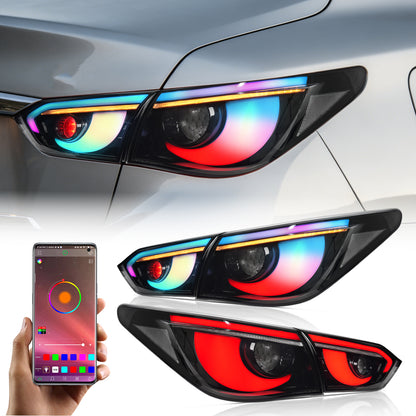 RGB LED Tail Lights for Infiniti Q50 Sedan Skyline V37 2014-2017 | Sequential Turn Signals, Dynamic Startup Animation DRL, Plug-and-Play, Pair
