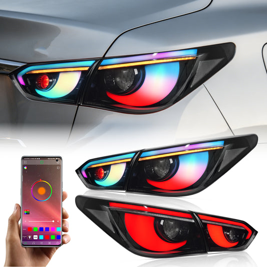 RGB LED Tail Lights for Infiniti Q50 Sedan Skyline V37 2014-2017 | Sequential Turn Signals, Dynamic Startup Animation DRL, Plug-and-Play, Pair