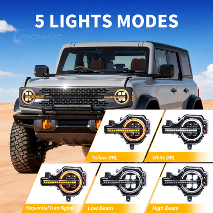 Archaic LED Headlights for Ford Bronco 2021–2026 | App-Controlled DRL