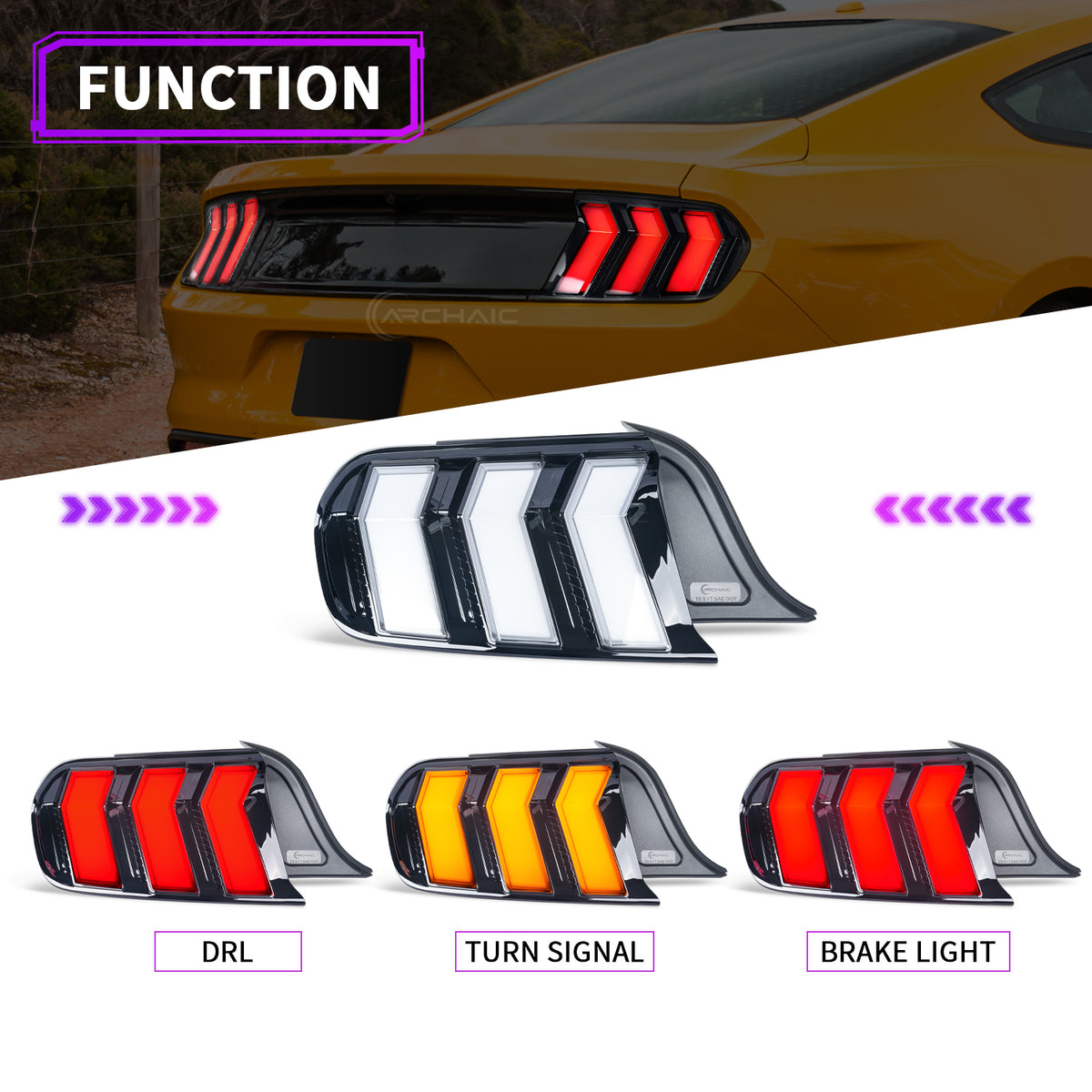 LED-Rückleuchteneinheit für Ford Mustang GT350 GT500 2015-2023 RGB-Tagfahrlicht-Startanimation