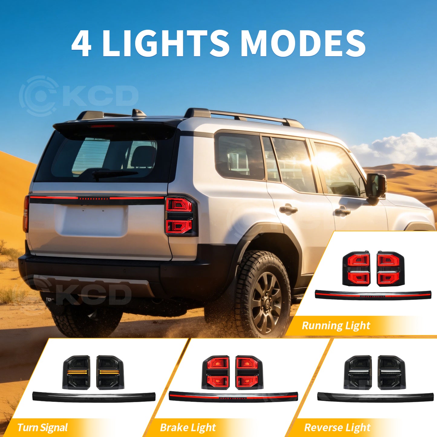 Archaic Smoked LED Tail Lights for Toyota Land Cruiser Prado LC250 2025–Up