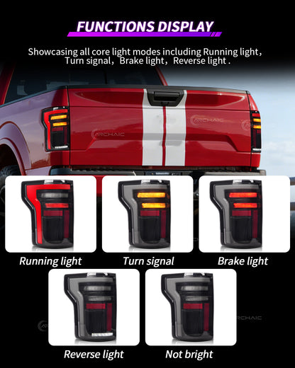 Archaic LED Tail Lights for Ford F-150 2015–2020 & Raptor 2017–2020