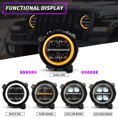 Archaic App-Controlled LED Projector Headlights for Jeep Wrangler JL JLU & Gladiator JT