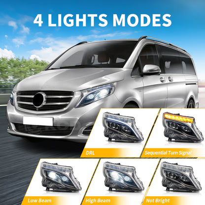 Archaic LED Headlight Assembly For Mercedes-Benz Vito 2016-2020 Sequential Turn Signal