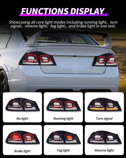 Archaic Diamond LED Tail Lights for Honda Civic FD2 2007–2010