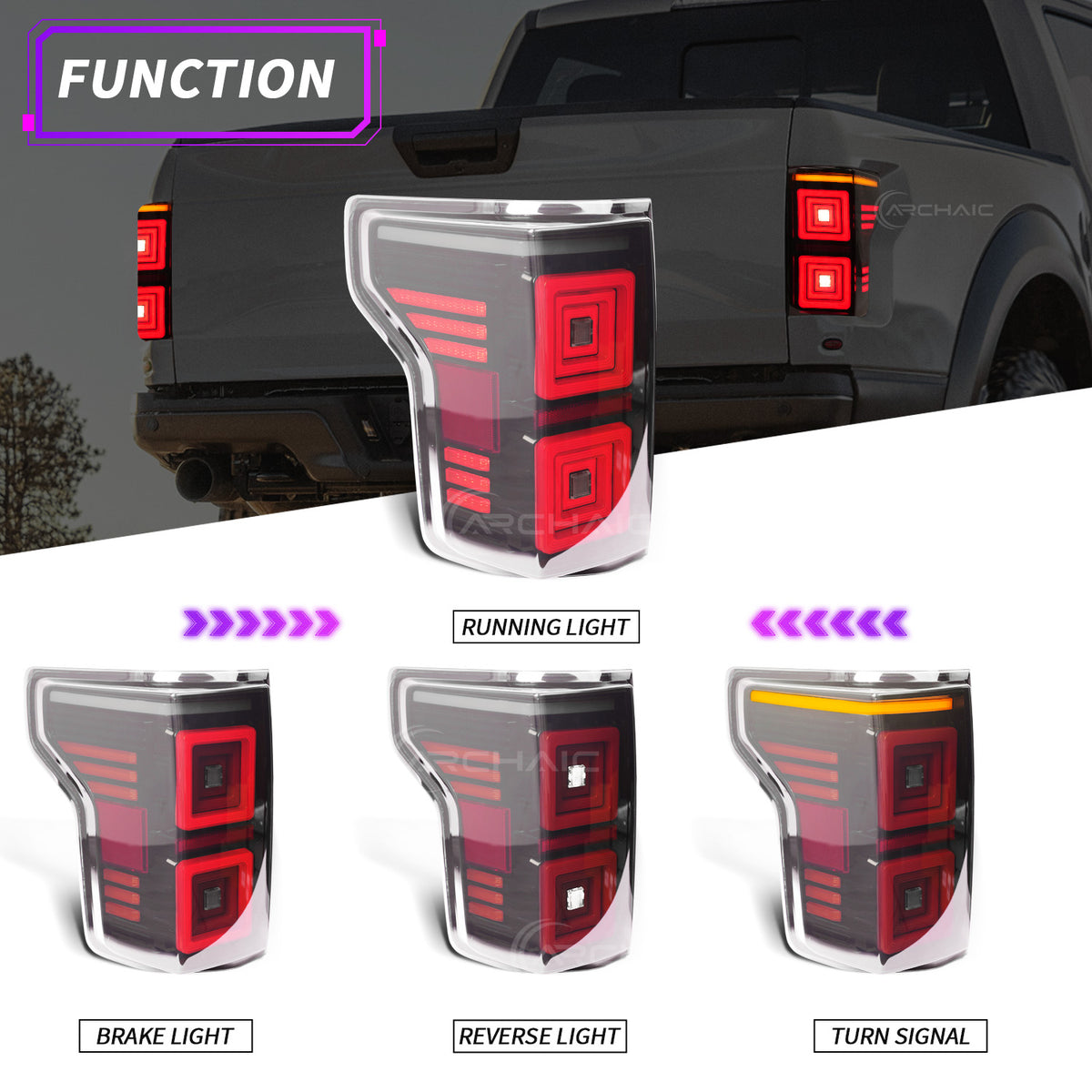 Retro-LED-Rückleuchten für Ford F150 Platinum/XLT/Limited 2015-2020