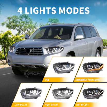 LED Headlights for Toyota Highlander 2008–2010 | Plug & Play Headlamps with Sequential Turn Signals
