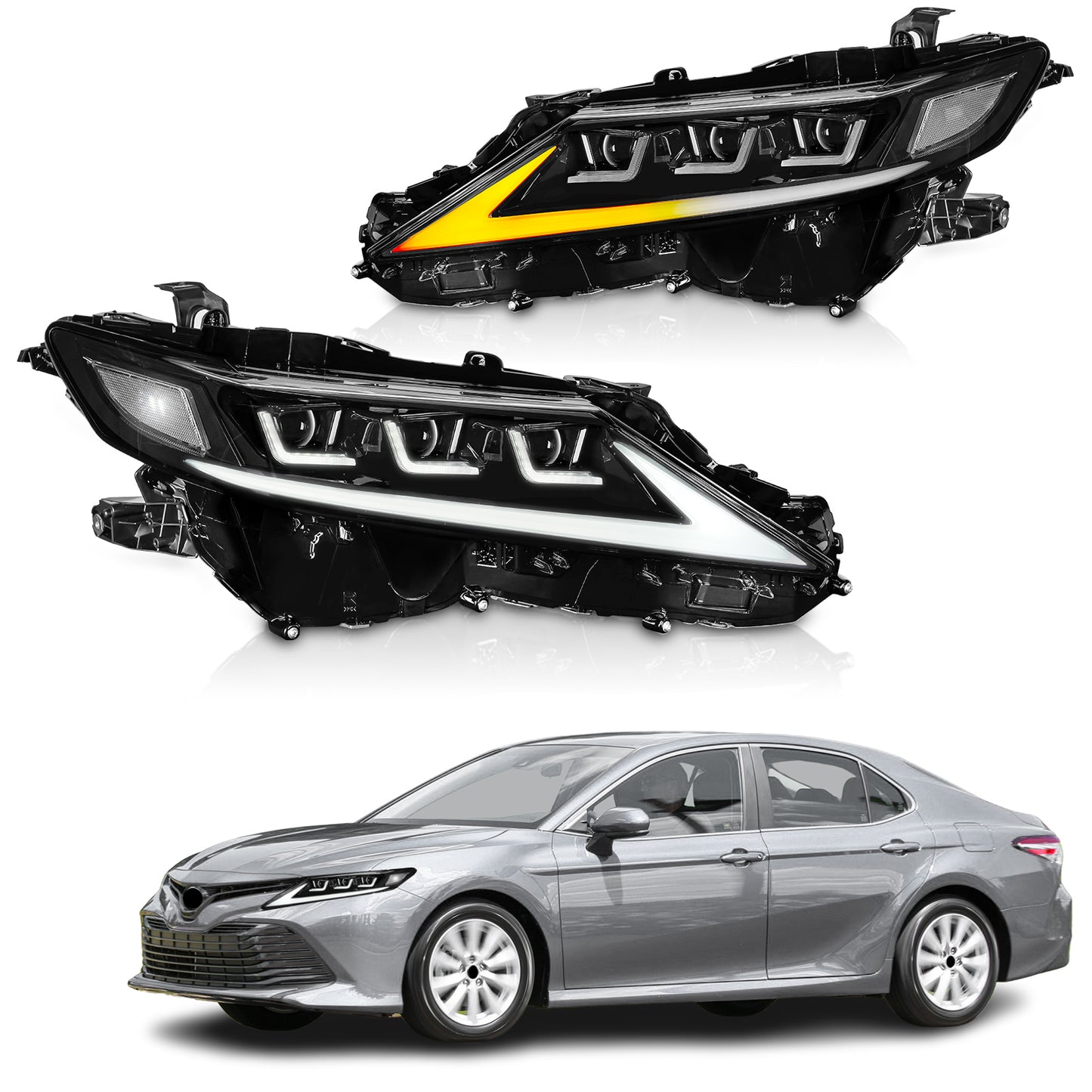 6 Lens Headlights For 8th Gen 2018-2024 Toyota Camry XSE XLE SE LE TRD Front Lamp with Startup Animation and Sequential Turn Signal