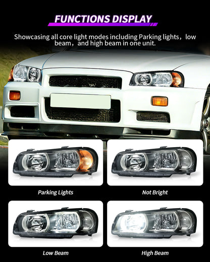 Archaic OE-Style Halogen Headlight Assembly For Nissan Skyline R34 GT-R GTT 1998-2002