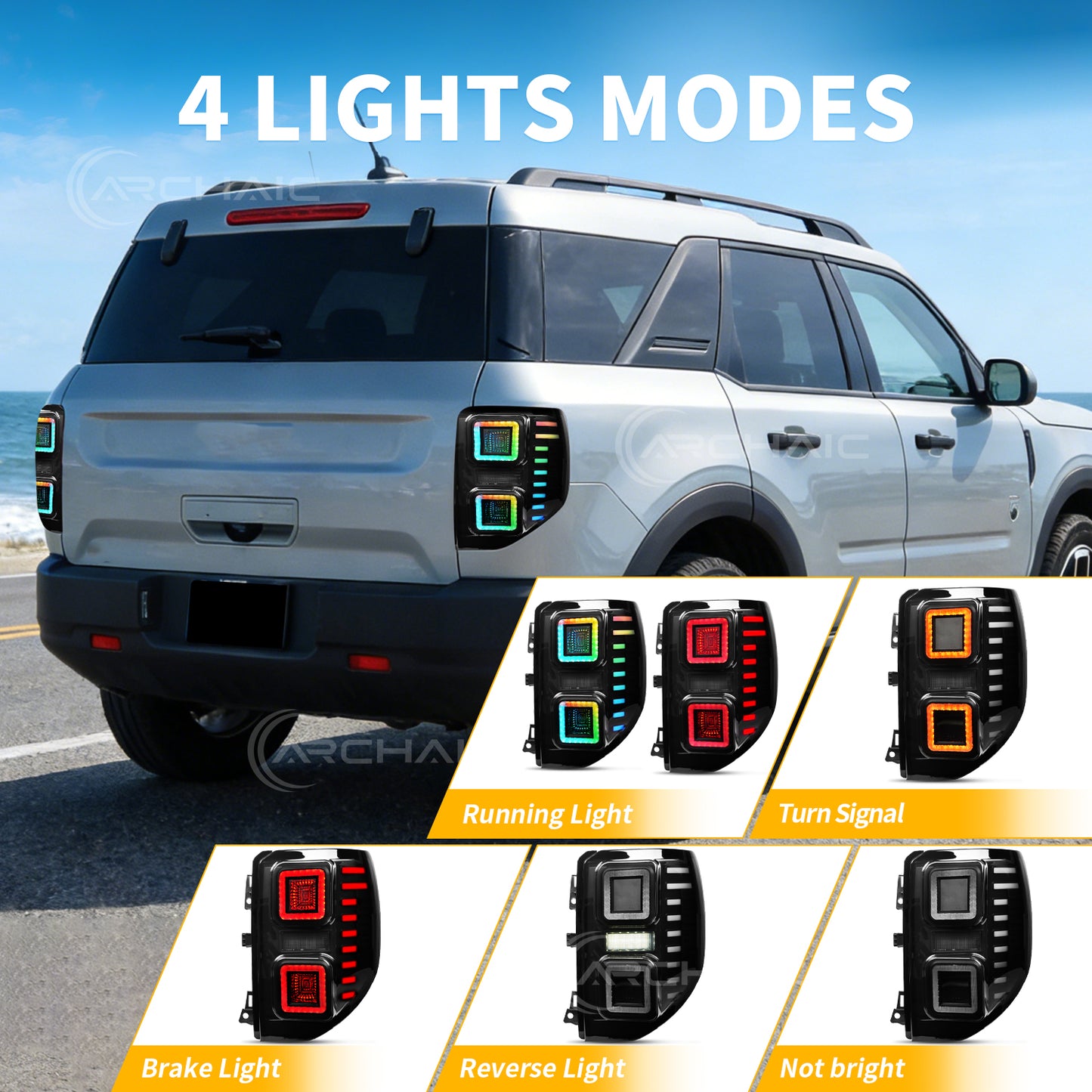 Archaic LED Tail Lights Assembly For Ford Bronco Sport 2020-2025