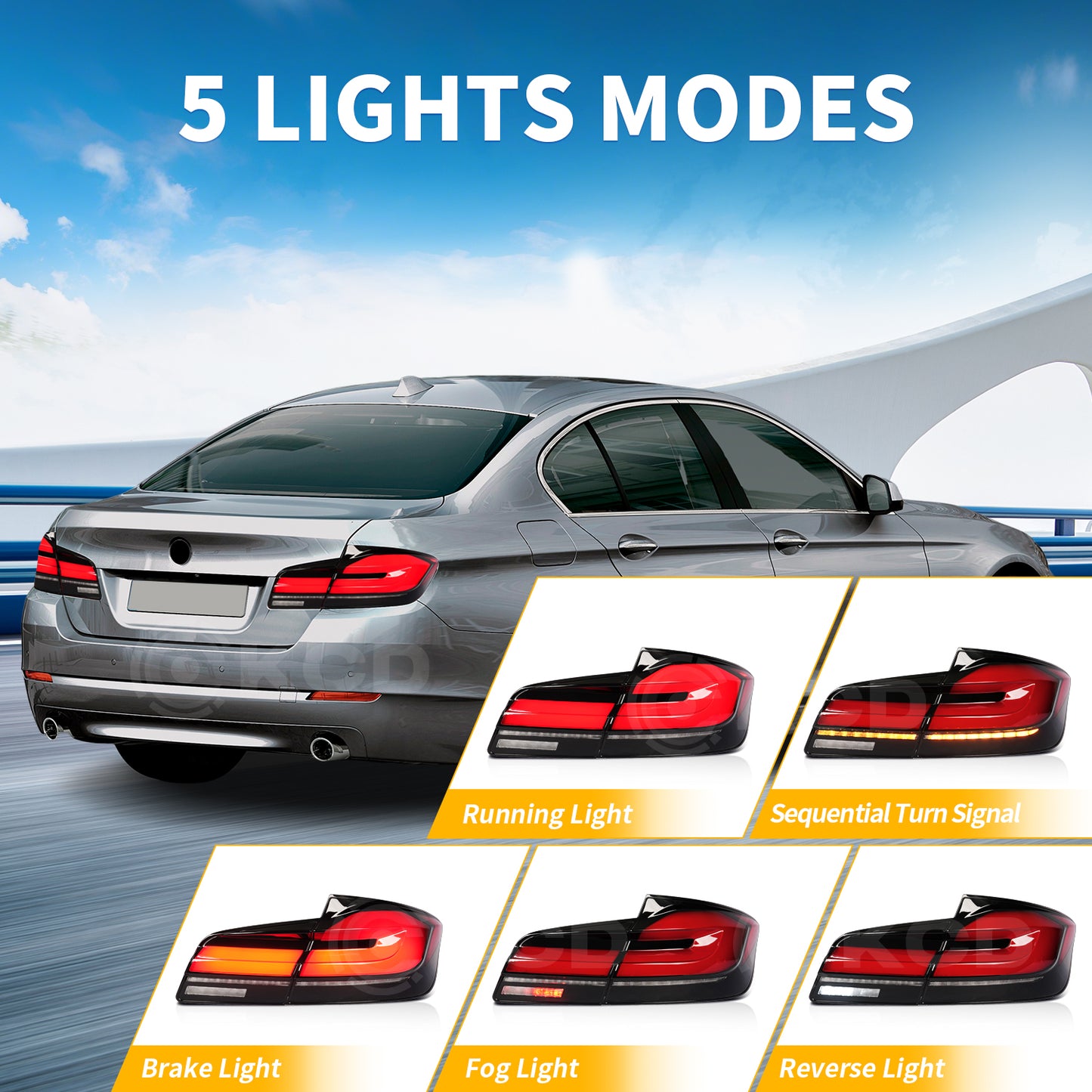 LED Tail Lights for BMW 5 Series F10 F18 M5 Sedan 2011-2017 Sequential Rear Lamps