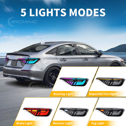 Archaic RGB LED Tail Lights For 11th Gen Honda Civic Sedan 2022-2025