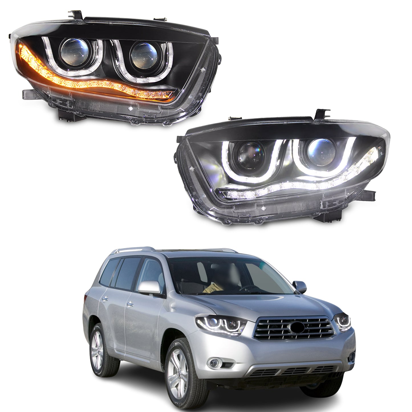LED Headlights for Toyota Highlander 2008–2010 | Plug & Play Headlamps with Sequential Turn Signals