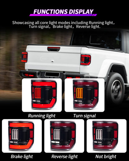 "Bold Rear Signature" Smoked LED Tail Lights for Jeep Gladiator JT 2020–2026