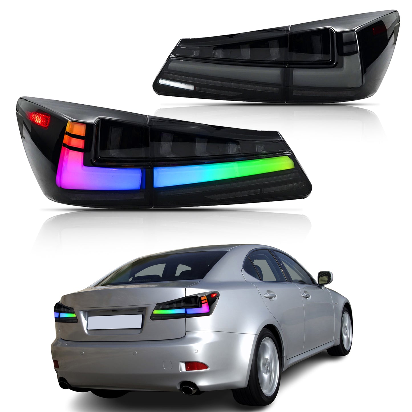 Archaic LED Taillight Assembly For Lexus Is250 2006-2012 RGB Startup Animation