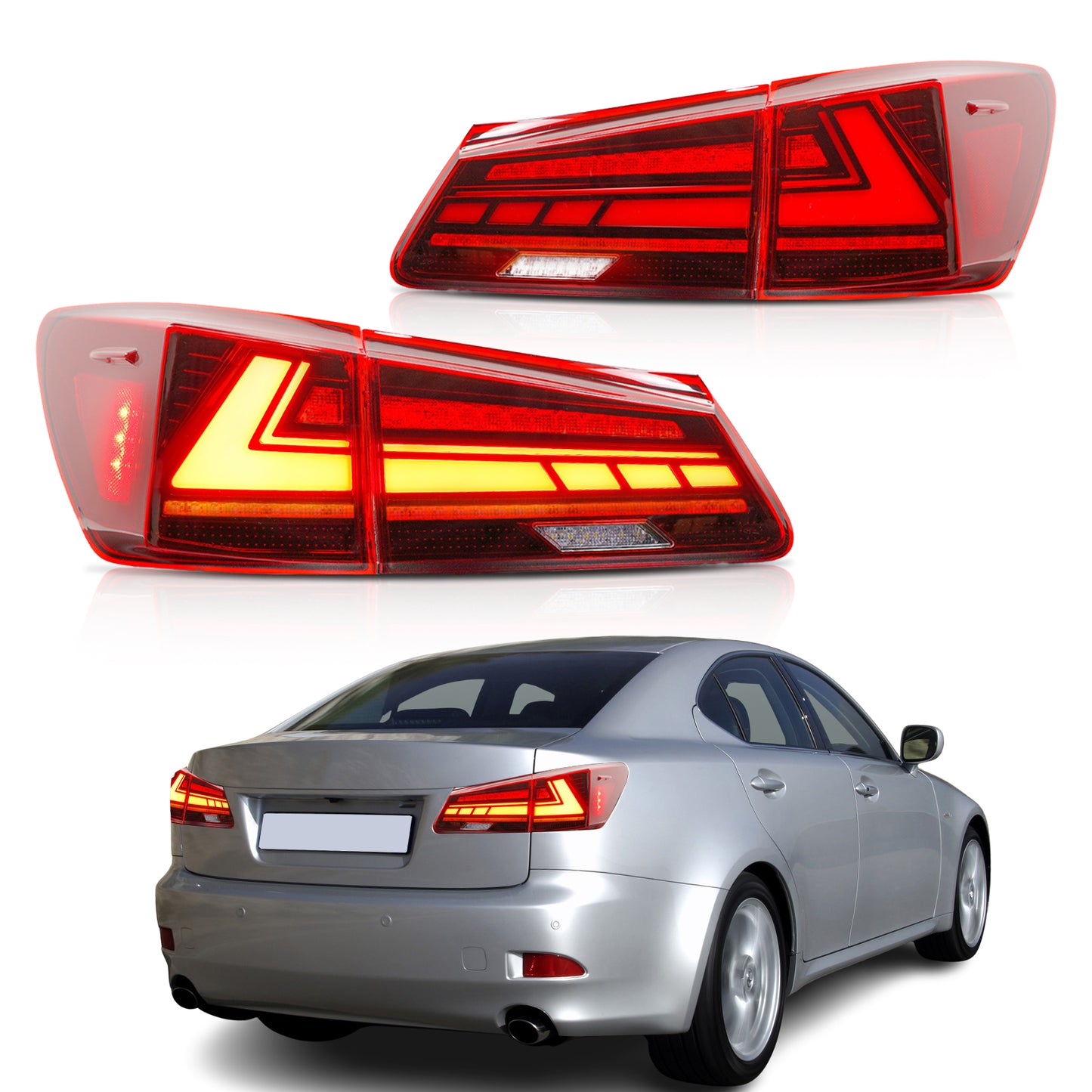 Archaic LED Taillight Assembly For Lexus IS250 2006-2012 Startup Animation