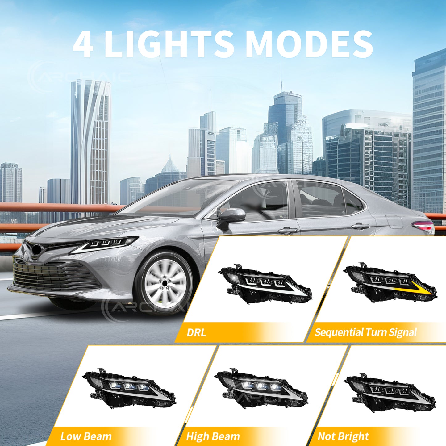 6 Lens Headlights For 8th Gen 2018-2024 Toyota Camry XSE XLE SE LE TRD Front Lamp with Startup Animation and Sequential Turn Signal