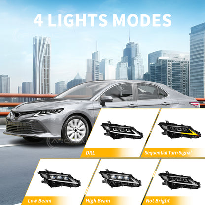6 Lens Headlights For 8th Gen 2018-2024 Toyota Camry XSE XLE SE LE TRD Front Lamp with Startup Animation and Sequential Turn Signal