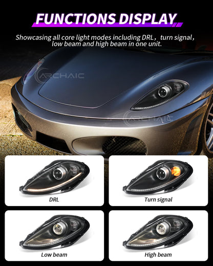 Bi-Xenon Headlights for Ferrari F430 2005-2010 | Real Carbon Fiber OEM+ Upgrade,with E-mark