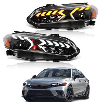 Retro-LED-Scheinwerfer für Honda Civic der 11. Generation (2022–2025) mit Startanimation und Tagfahrlicht