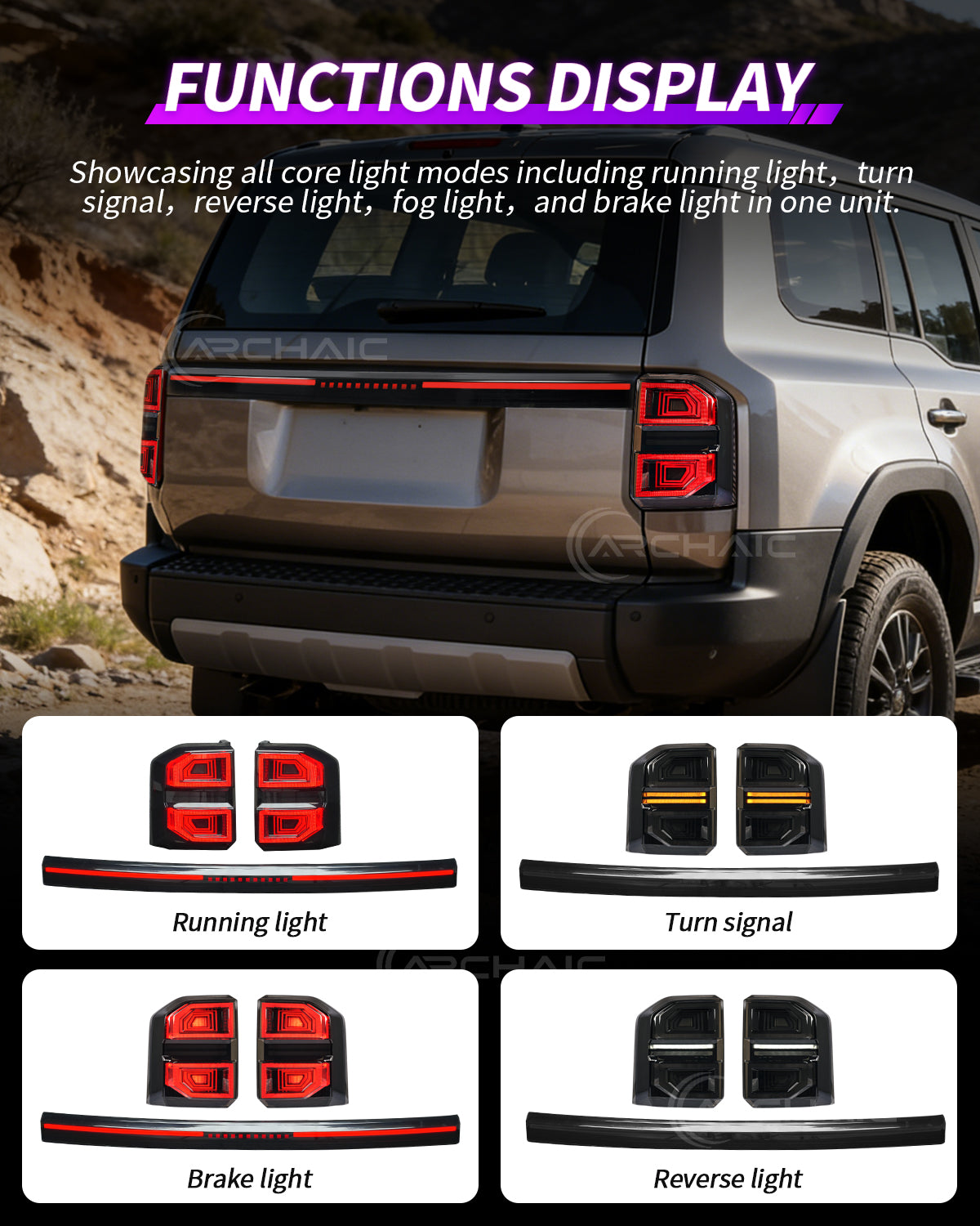 “Personalize signature” Tail Lights for Toyota Land Cruiser Prado LC250 2025–2026 | With Middle Light Bar