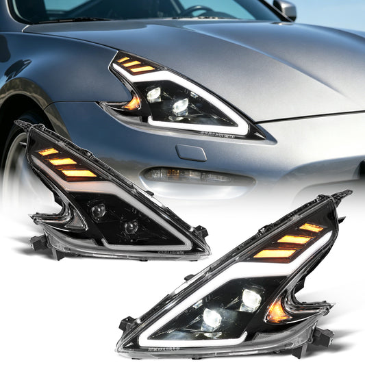 Full LED Headlights Assembly for 2008-2020 Nissan 370Z Fairlady Z34 | Sequential Turn Signal