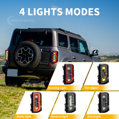 Archaic Full LED Tail Lights for Ford Bronco 2021–Up | Sequential Turn Signals