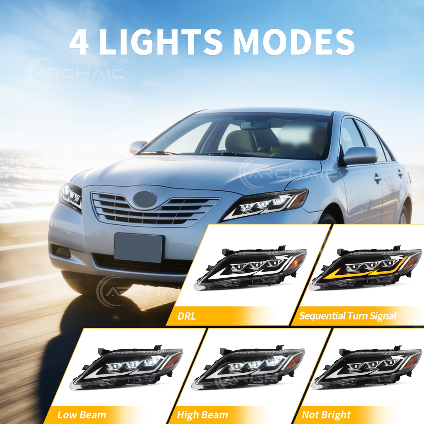 Pair LED Headlights For Toyota Camry XV40 facelift 2010 2011 facelift,only for US version
