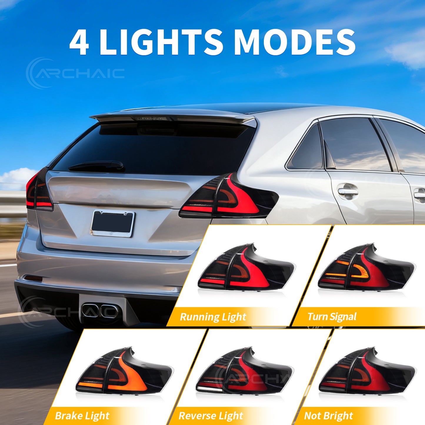 Pair LED Tail Lights Assembly For Toyota Venza AV10 2009-2015 Rear Lamps wih Startup Animation
