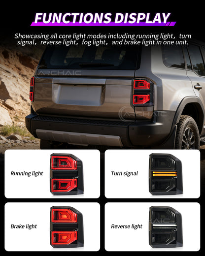 Archaic Smoked LED Tail Lights for Toyota Land Cruiser Prado LC250 2025–Up